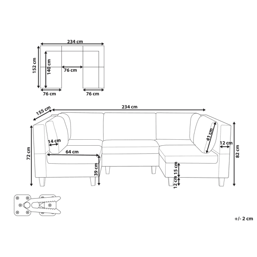Sofá modular em forma de U UNSTAD Pele sintética Preto 5 lugares