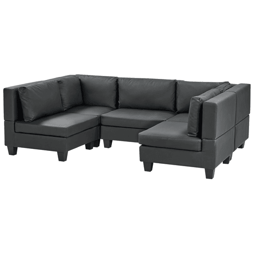 Sofá modular em forma de U UNSTAD Pele sintética Preto 5 lugares