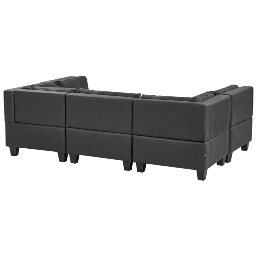 Sofá modular em forma de U UNSTAD Pele sintética Preto 5 lugares