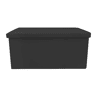 Puff Otomano Retangular Dobrável Armazenamento em Couro Sintético 76x38x38cm | Página inicial de Nyana | Estilo Otomano | Couro sintético resistente | Preto, cinza e bege