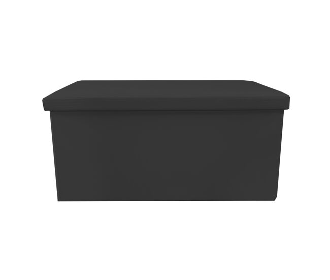 Puff ottoman almacenaje rectangular polipiel plegable 76x38x38cm | nyana home | estilo otomano | polipiel resistente | negro, gris y beige