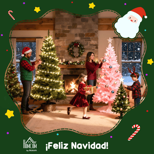 HOMCOM Árvore de Natal 90 cm Árvore de Natal com Fibra Óptica Árvore de Natal Artificial com 90 Luzes LED e 90 Ramos para Interior Verde e Branco