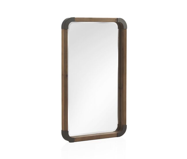 Espejo de madera con bordes de metal 67x113 cm