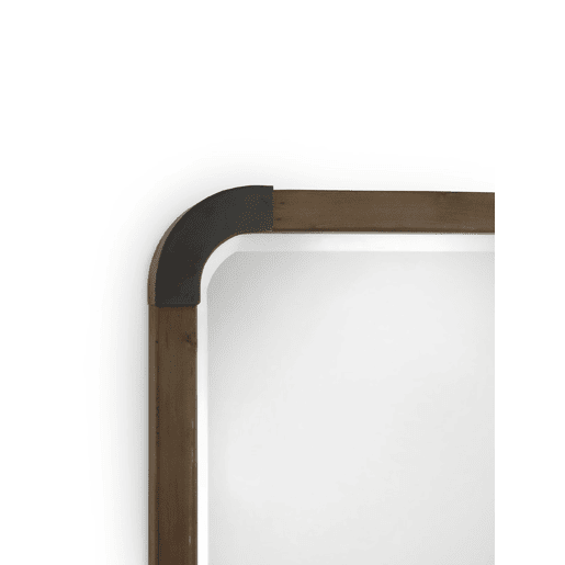 Espelho De Madeira Com Bordas De Metal 67X113 Cm