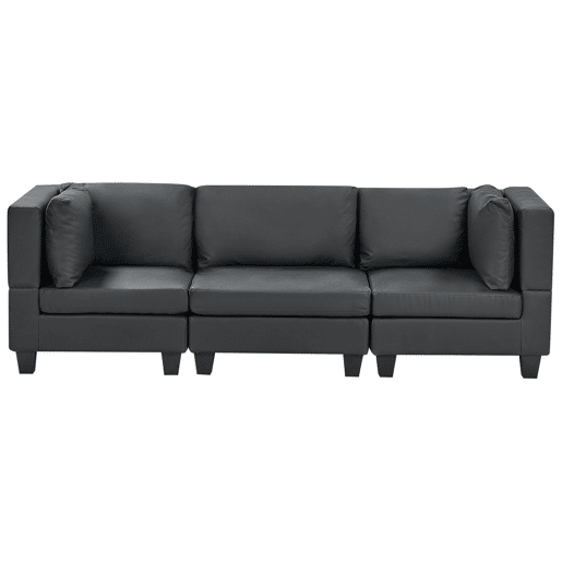 Sofá modular UNSTAD Pele sintética Preto 3 lugares