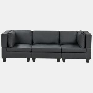 Sofá modular UNSTAD Pele sintética Preto 3 lugares