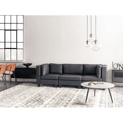 Sofá modular UNSTAD Pele sintética Preto 3 lugares