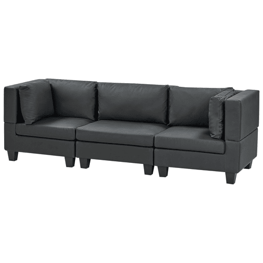 Sofá modular UNSTAD Pele sintética Preto 3 lugares