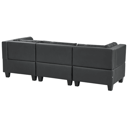 Sofá modular UNSTAD Pele sintética Preto 3 lugares