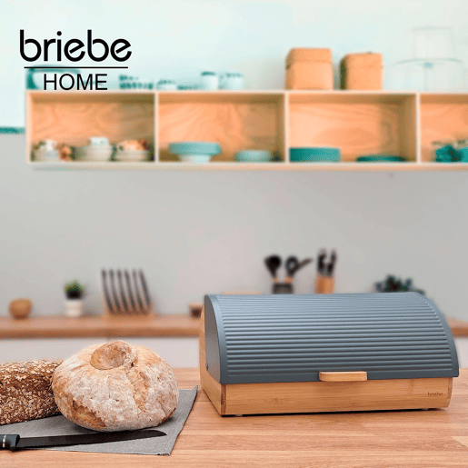 Briebe BB1162 Caixa de Pão para Guardar Pão, Madeira de Bambu, Tampa Deslizante, Bread Box para Armazenamento, , Cinza