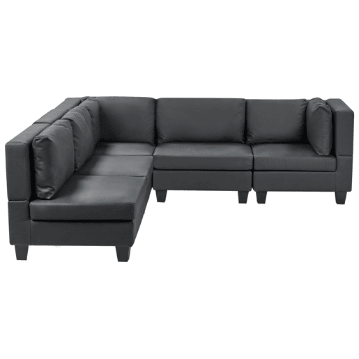 Sofá de canto modular UNSTAD Pele sintética Preto 5 lugares à direita Sofá de canto modular UNSTAD Pele sintética Preto 5 lugares à direita