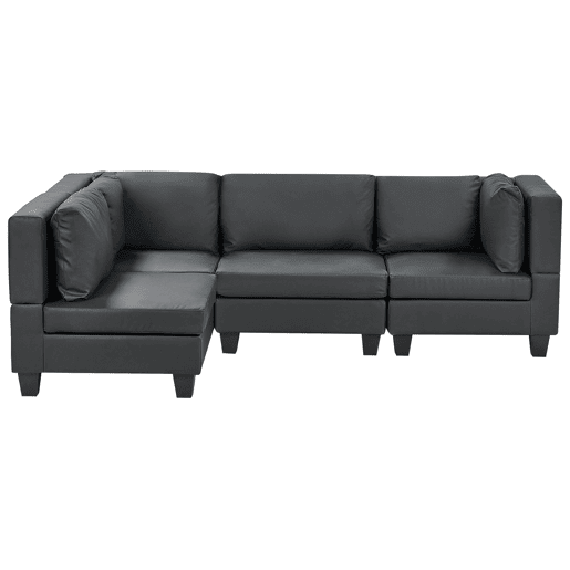 Sofá de canto modular UNSTAD Pele sintética Preto 4 lugares à direita