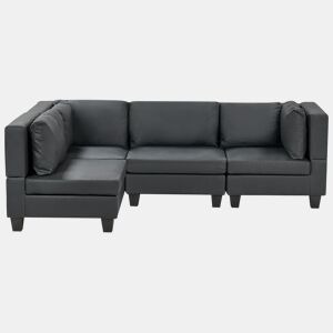 Sofá de canto modular UNSTAD Pele sintética Preto 4 lugares à direita