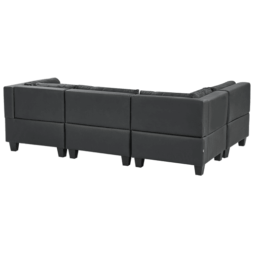 Sofá de canto modular UNSTAD Pele sintética Preto 4 lugares à direita