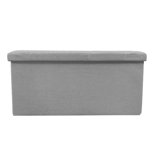 Puff Otomano Retangular Armazenamento Tecido Dobrável 76x38x38cm | Página inicial de Nyana | Estilo Otomano | Tecido Resistente | Preto, cinza e bege