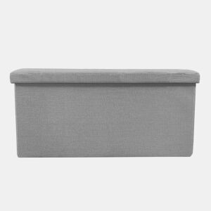 Puff Otomano Retangular Armazenamento Tecido Dobrável 76x38x38cm | Página inicial de Nyana | Estilo Otomano | Tecido Resistente | Preto, cinza e bege