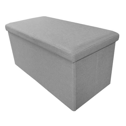 Puff Otomano Retangular Armazenamento Tecido Dobrável 76x38x38cm | Página inicial de Nyana | Estilo Otomano | Tecido Resistente | Preto, cinza e bege