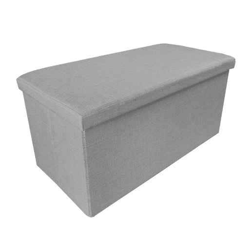 Puff Otomano Retangular Armazenamento Tecido Dobrável 76x38x38cm | Página inicial de Nyana | Estilo Otomano | Tecido Resistente | Preto, cinza e bege