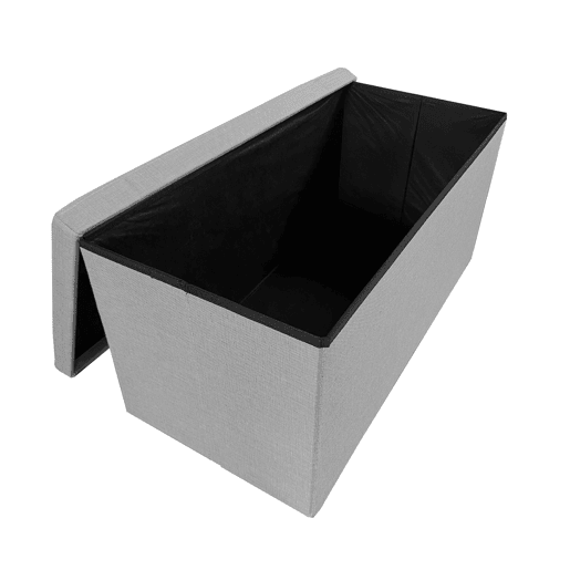 Puff Otomano Retangular Armazenamento Tecido Dobrável 76x38x38cm | Página inicial de Nyana | Estilo Otomano | Tecido Resistente | Preto, cinza e bege