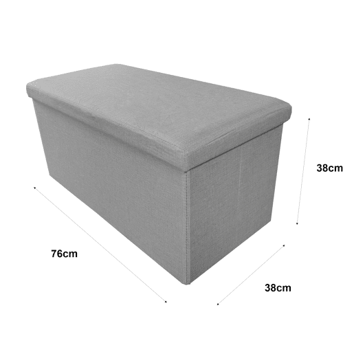 Puff Otomano Retangular Armazenamento Tecido Dobrável 76x38x38cm | Página inicial de Nyana | Estilo Otomano | Tecido Resistente | Preto, cinza e bege