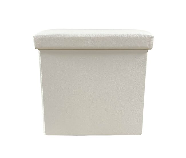Puff ottoman almacenaje cuadrado polipiel plegable 38x38x38cm | nyana home | estilo otomano | polipiel resistente | negro, gris y beige