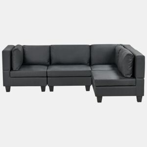 Sofá de canto modular UNSTAD Pele sintética Preto 4 lugares à esquerda