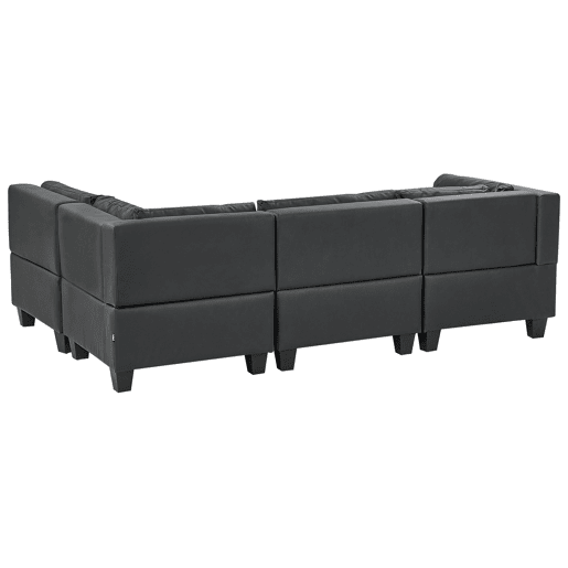 Sofá de canto modular UNSTAD Pele sintética Preto 4 lugares à esquerda