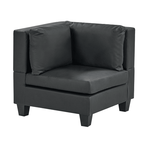 Sofá de canto modular UNSTAD Pele sintética Preto 4 lugares à esquerda