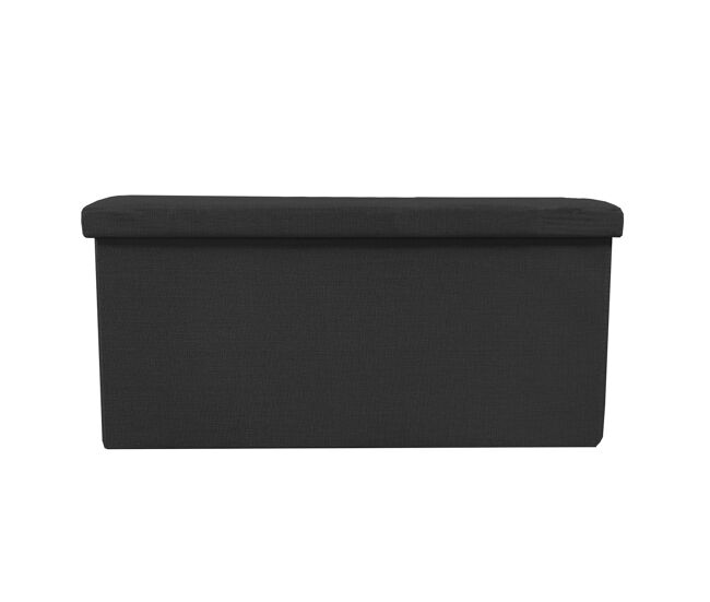 Puff ottoman almacenaje rectangular tela plegable 76x38x38cm | nyana home | estilo otomano | tela resistente | negro, gris y beige