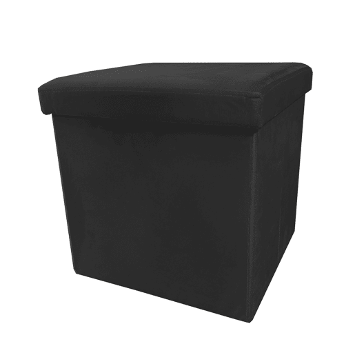 Puff otomano dobrável de veludo quadrado para armazenamento 38x38x38cm | Página inicial de Nyana | Estilo Otomano | Veludo macio | Preto, cinza e bege