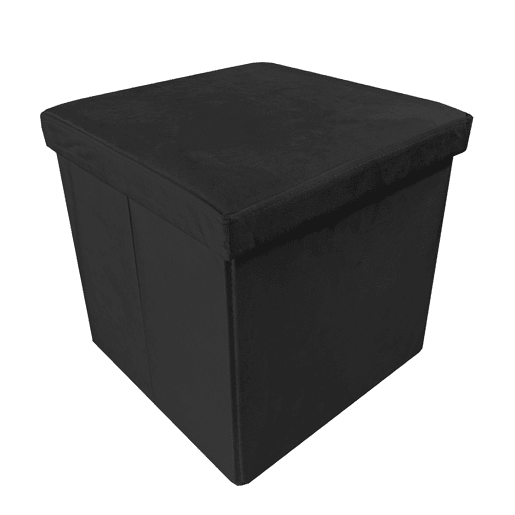 Puff otomano dobrável de veludo quadrado para armazenamento 38x38x38cm | Página inicial de Nyana | Estilo Otomano | Veludo macio | Preto, cinza e bege