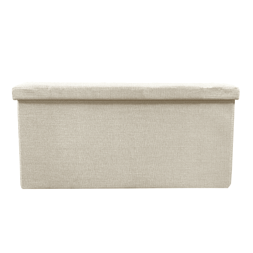Puff Otomano Retangular Armazenamento Tecido Dobrável 76x38x38cm | Página inicial de Nyana | Estilo Otomano | Tecido Resistente | Preto, cinza e bege