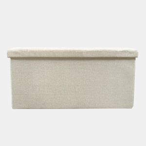 Puff Otomano Retangular Armazenamento Tecido Dobrável 76x38x38cm | Página inicial de Nyana | Estilo Otomano | Tecido Resistente | Preto, cinza e bege