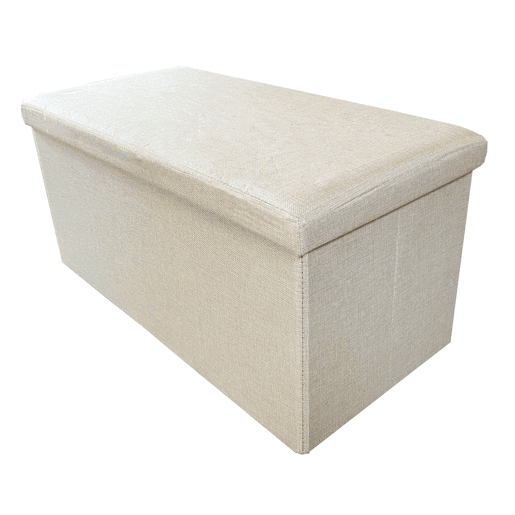 Puff Otomano Retangular Armazenamento Tecido Dobrável 76x38x38cm | Página inicial de Nyana | Estilo Otomano | Tecido Resistente | Preto, cinza e bege