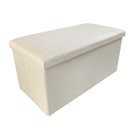 Puff Otomano Retangular Armazenamento Tecido Dobrável 76x38x38cm | Página inicial de Nyana | Estilo Otomano | Tecido Resistente | Preto, cinza e bege