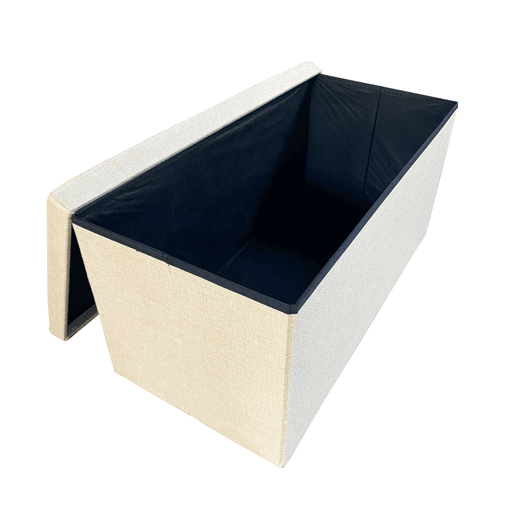 Puff Otomano Retangular Armazenamento Tecido Dobrável 76x38x38cm | Página inicial de Nyana | Estilo Otomano | Tecido Resistente | Preto, cinza e bege