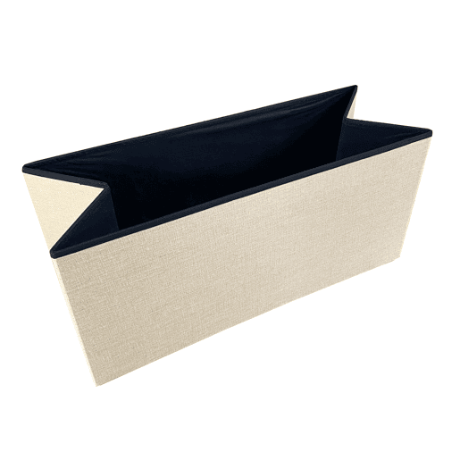 Puff Otomano Retangular Armazenamento Tecido Dobrável 76x38x38cm | Página inicial de Nyana | Estilo Otomano | Tecido Resistente | Preto, cinza e bege