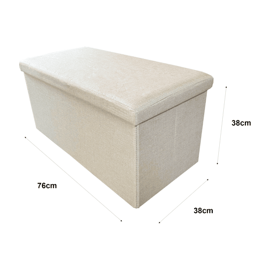 Puff Otomano Retangular Armazenamento Tecido Dobrável 76x38x38cm | Página inicial de Nyana | Estilo Otomano | Tecido Resistente | Preto, cinza e bege