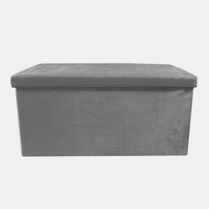 Puff otomano dobrável de veludo retangular para armazenamento 76x38x38cm | Página inicial de Nyana | Estilo Otomano | Veludo macio | Preto, cinza e bege
