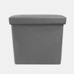 Puff otomano dobrável de veludo quadrado para armazenamento 38x38x38cm | Página inicial de Nyana | Estilo Otomano | Veludo macio | Preto, cinza e bege
