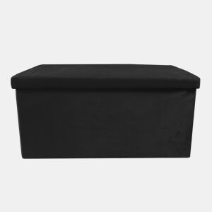 Puff otomano dobrável de veludo retangular para armazenamento 76x38x38cm | Página inicial de Nyana | Estilo Otomano | Veludo macio | Preto, cinza e bege