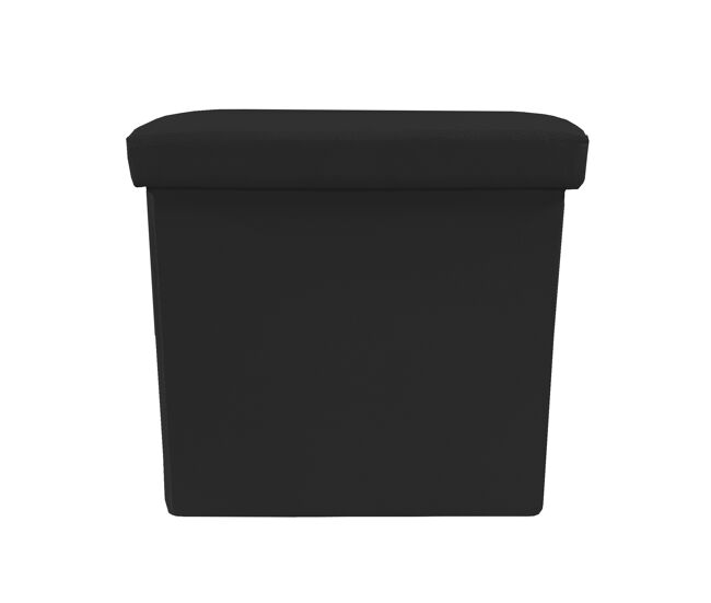 Puff ottoman almacenaje cuadrado polipiel plegable 38x38x38cm | nyana home | estilo otomano | polipiel resistente | negro, gris y beige