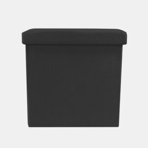 Pufe otomano dobrável com armazenamento quadrado 38x38x38cm | Página inicial de Nyana | Estilo Otomano | Poliéster Resistente | Preto, cinza e bege