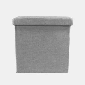 Pufe otomano dobrável com armazenamento quadrado 38x38x38cm | Página inicial de Nyana | Estilo Otomano | Poliéster Resistente | Preto, cinza e bege