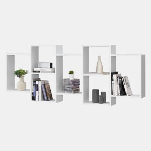 Estante de parede Jessheim com 7 compartimentos em aglomerado 161 x 18 x 65 cm - Lacado branco mate en.casa
