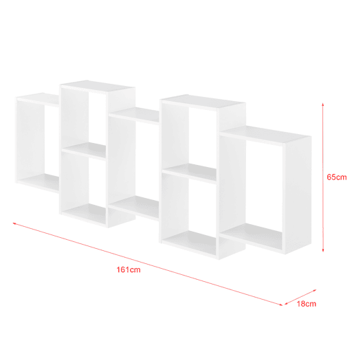 Estante de parede Jessheim com 7 compartimentos em aglomerado 161 x 18 x 65 cm - Lacado branco mate en.casa