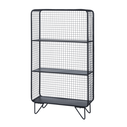 Estante de chão Volda 3 prateleiras com grelha metálica 90x50x19cm - Preto en.casa