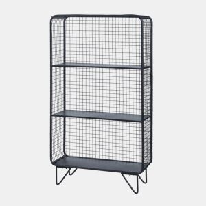 Estante de chão Volda 3 prateleiras com grelha metálica 90x50x19cm - Preto en.casa