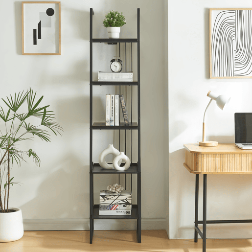 Estante em escada Storfjord de 5 níveis 184x40x40cm - Preto en.casa