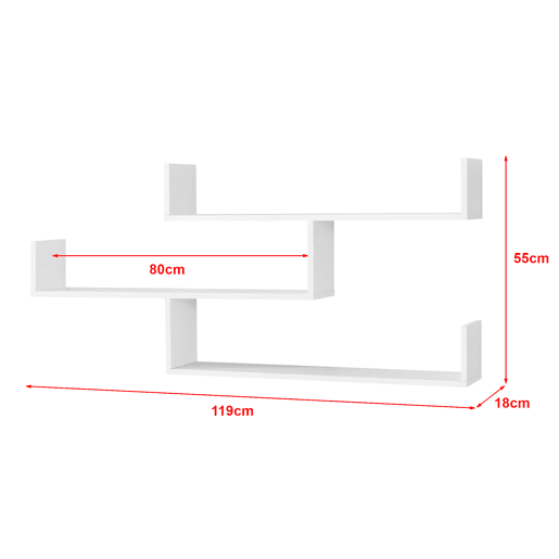 Estante de parede Grimstad 3 níveis até 14 kg - aglomerado 119 x 18 x 55 cm Branco en.casa